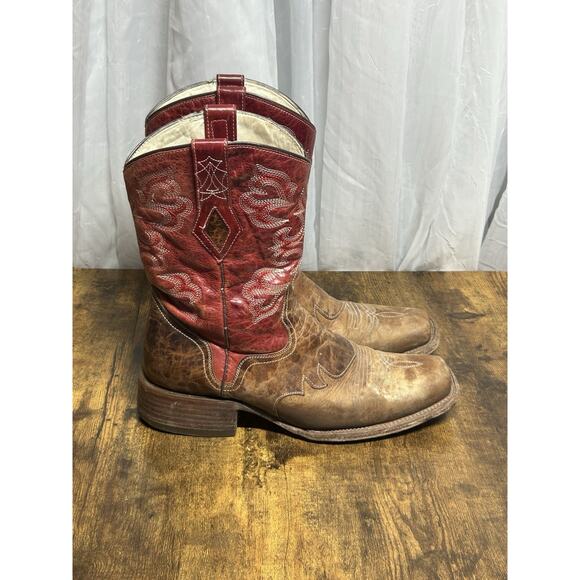 Men's J. B. Dillon Reserve 9.5 D Brown & Red Western Cowboy Boots JBR2003 D - Picture 1 of 14